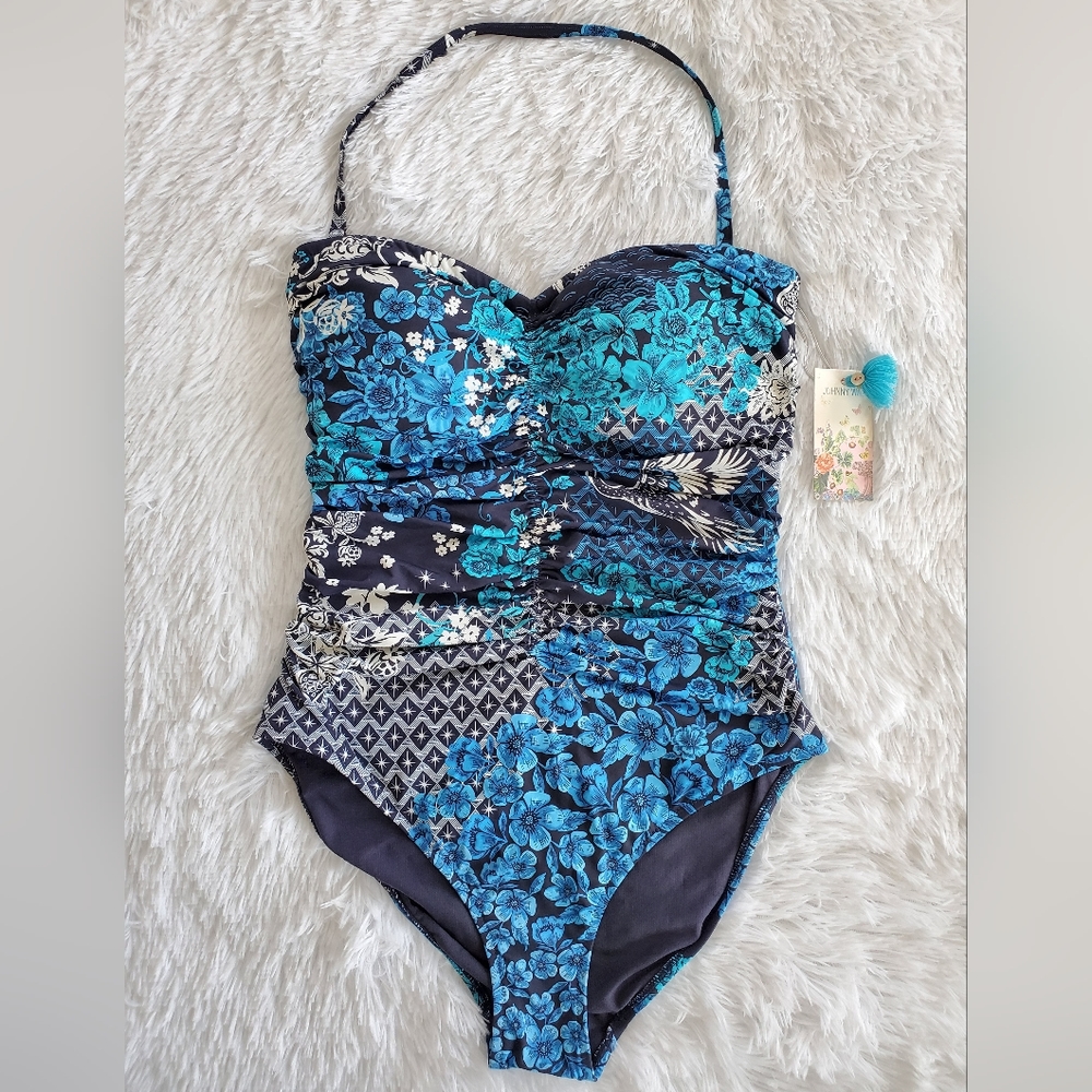 BNWT!! Johnny Was Blue Floral One-Piece Swimsuit